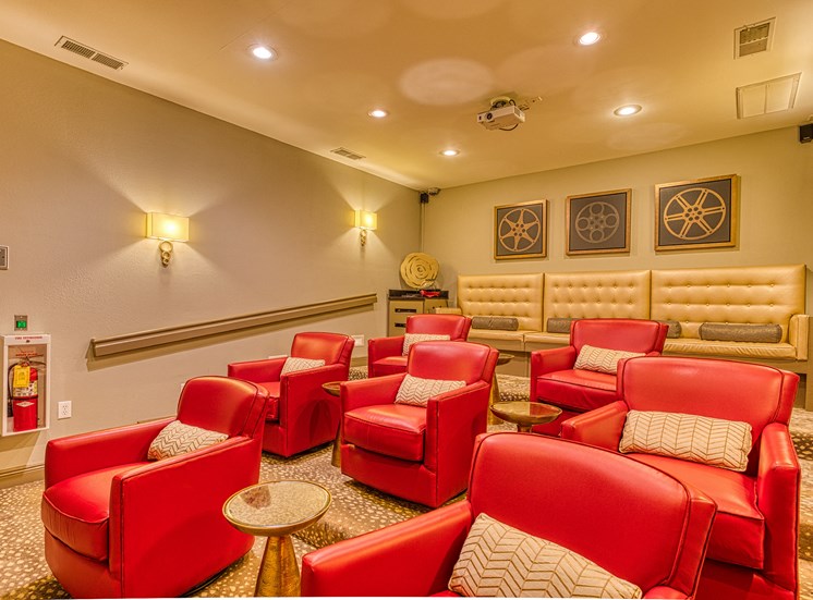 Movie Theater with red chairs at Alaris Village Apartments, Winston-Salem, NC